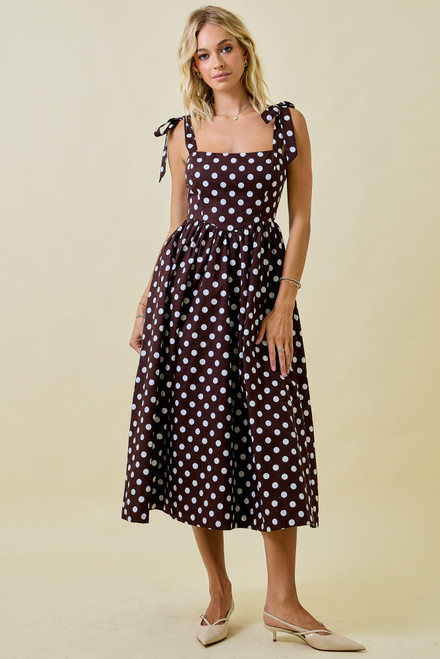 "Lydia" Polka Dot Dress (Brown) "Lydia" Polka Dot Dress (Brown)