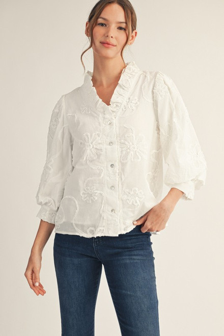 "Gail" Button Down Top (White) "Gail" Button Down Top (White)