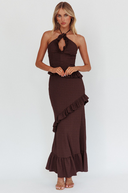 "Remi" Crinkle Maxi Dress (Brown) "Remi" Crinkle Maxi Dress (Brown)