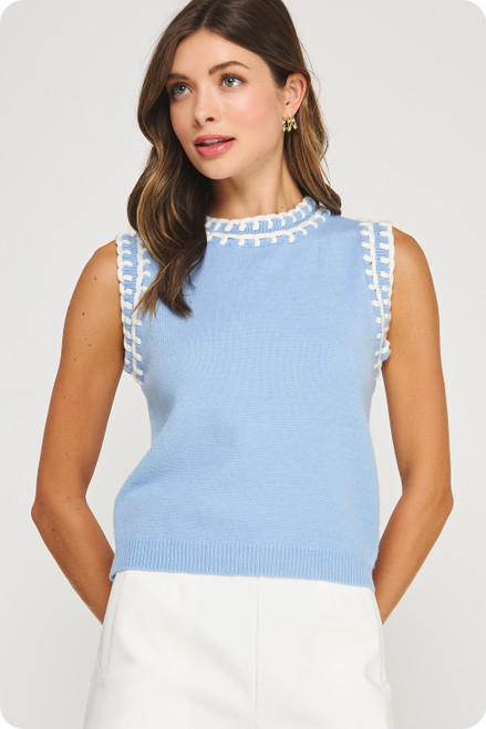 "Allyson" Sweater Top (Powder Blue)