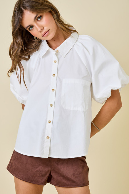 "Callie" Button Down Top (White) "Callie" Button Down Top (White)