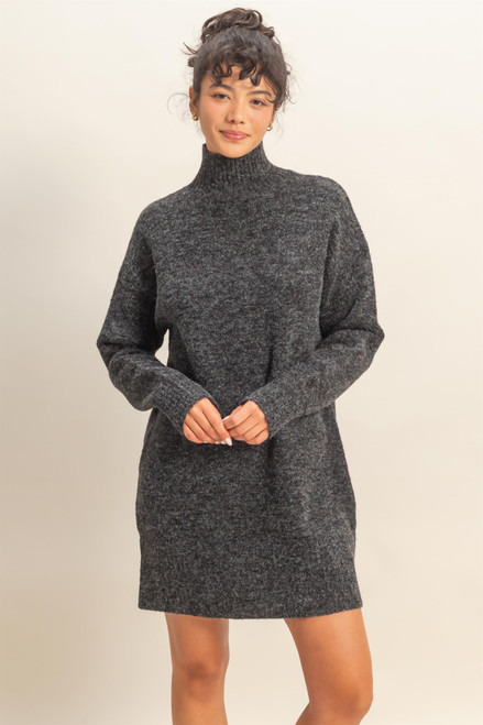 "Remi" High Neck Sweater Dress (Black) "Remi" High Neck Sweater Dress (Black)