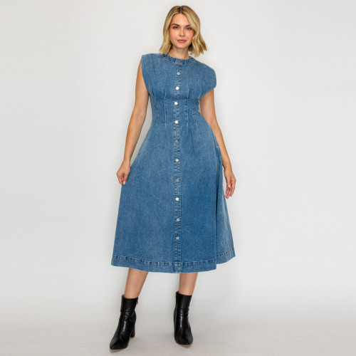 "Hadley" Jean Midi Dress (Denim)