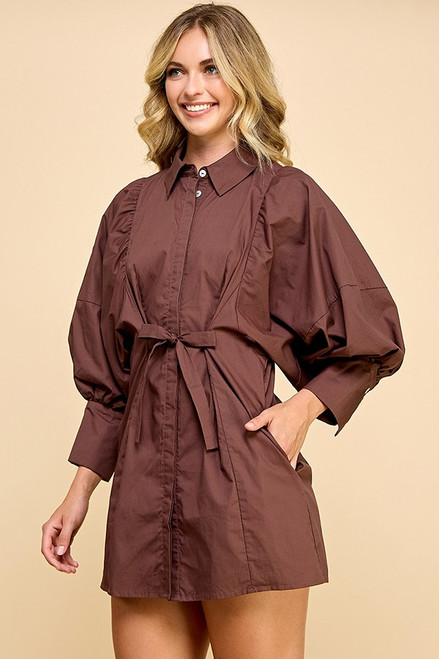 "Christine" Mini Dress (Brown)