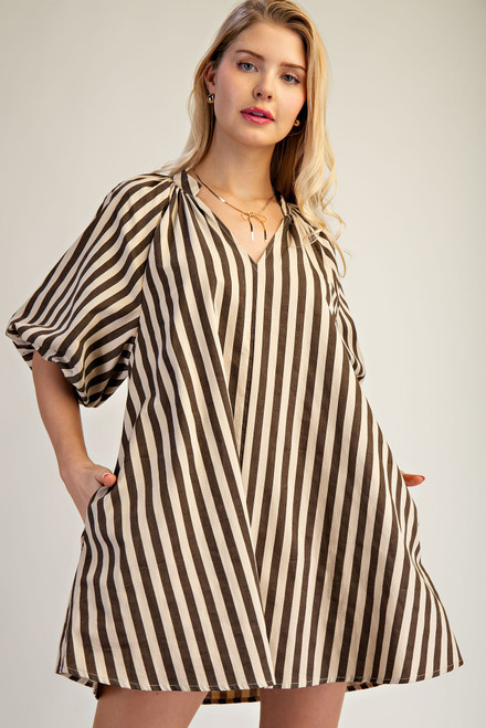 "Vera" Striped Dress (Cream) "Vera" Striped Dress (Cream)