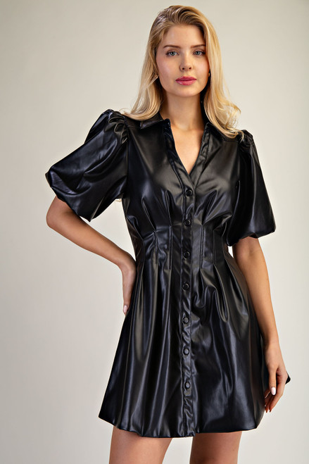"Ainsley" Leather Dress (Black)