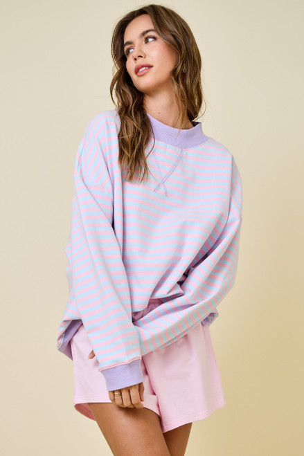 "Lucy" Striped Pullover (Pink/Blue)