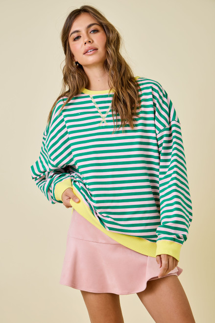 "Candy" Oversized Top (Green/Pink)