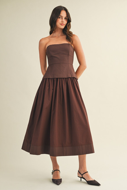 "Josie" Corset Dress (Brown)