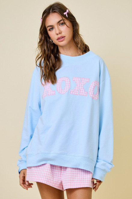 "XOXO" Mockneck Pullover (Blue)