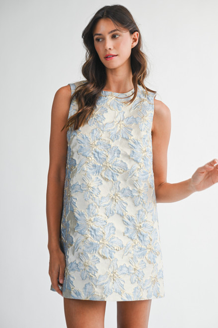 "Mylo" Jacquard Dress (Blue)