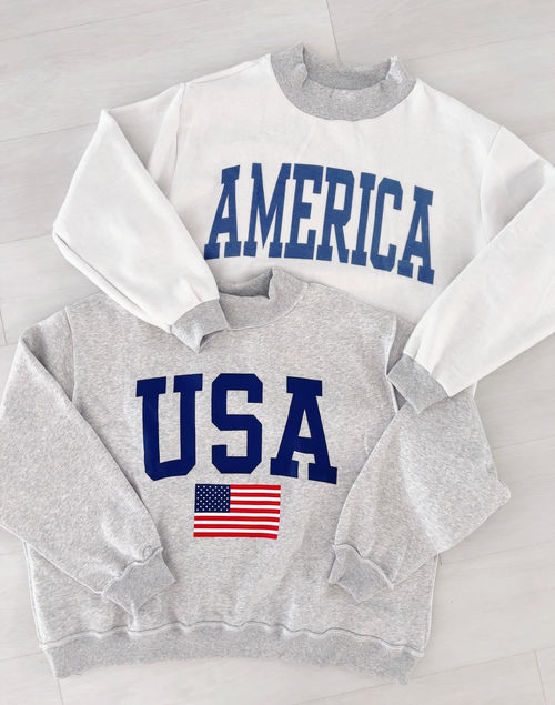  "USA" Reversible Mockneck Pullover (Grey)