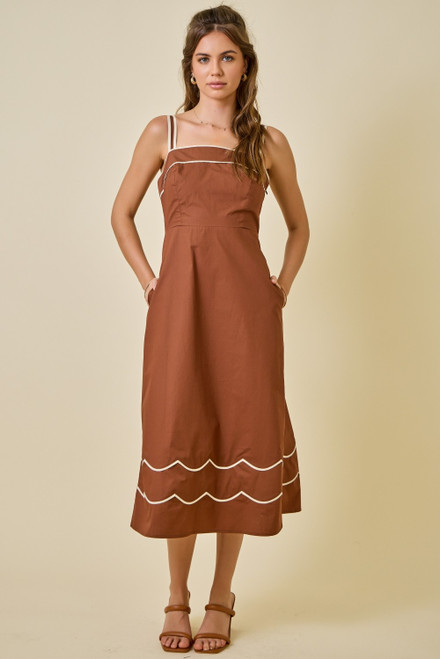 "Helen" Midi Dress (Brown/Tan)