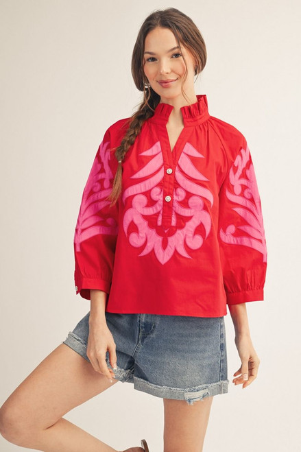 "Hayden" Top (Red/Pink)