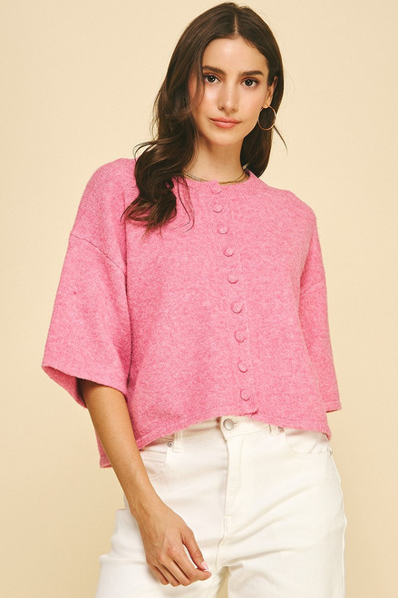 "Ruth" Button Down Cardigan (Pink)