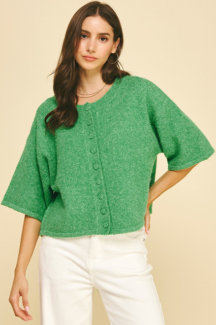 "Ruth" Button Down Cardigan (Green)