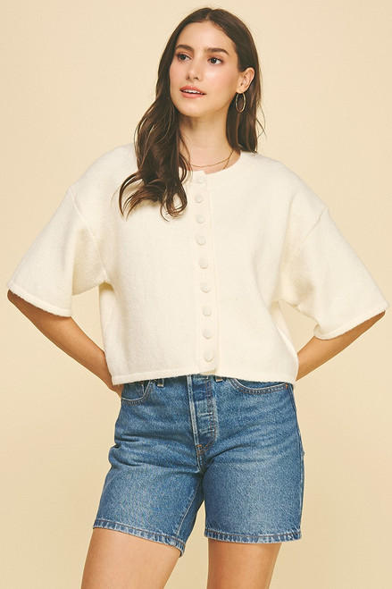 "Ruth" Button Down Cardigan (Cream)