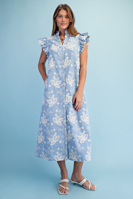 "Isabella" Embroidered Ginham Dress