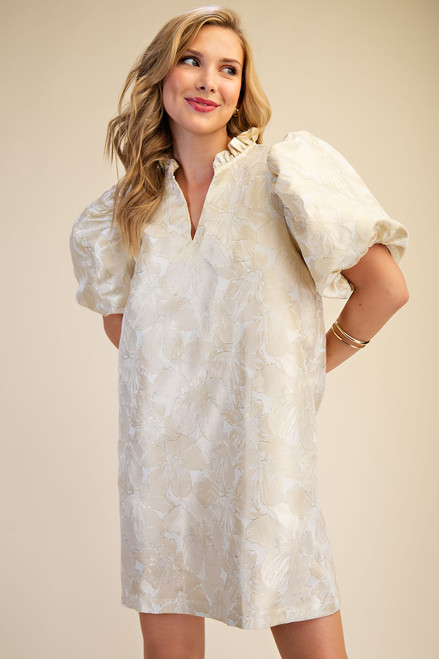 "Talley" Jacquard Dress (Champagne) 