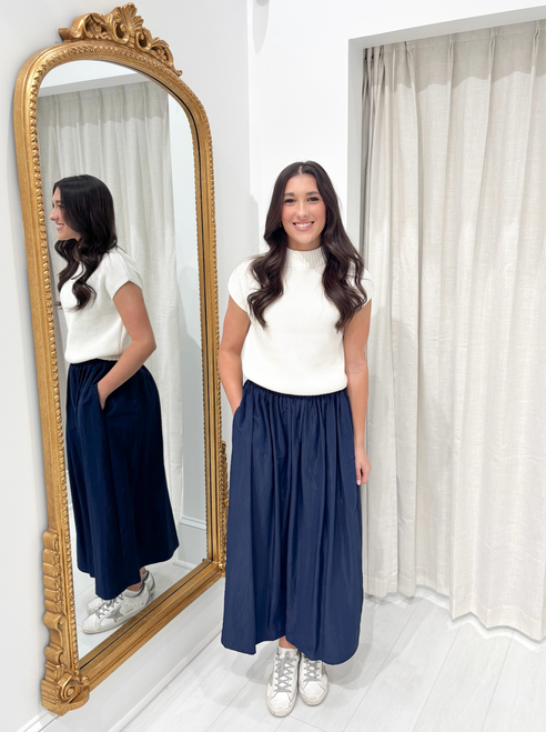 "Swiftly" Midi Skirt (Navy)