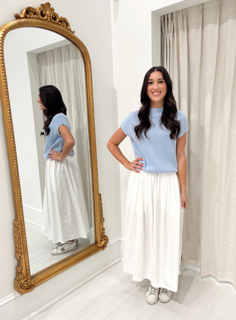 "Swiftly" Midi Skirt (White)