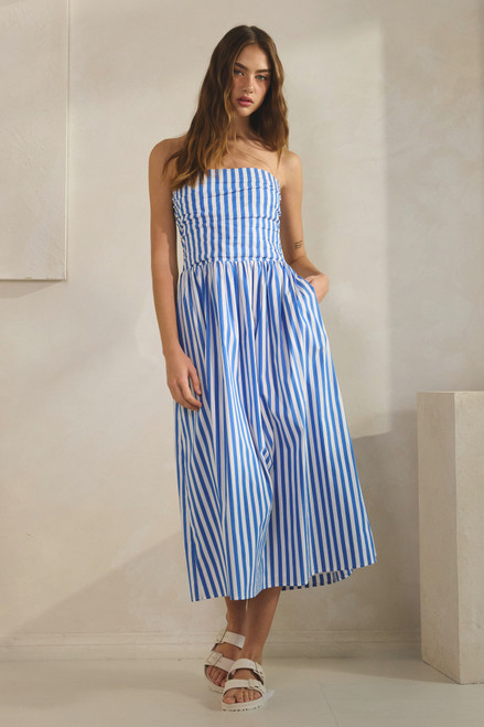 "Lola" Striped Dress (Blue/White)