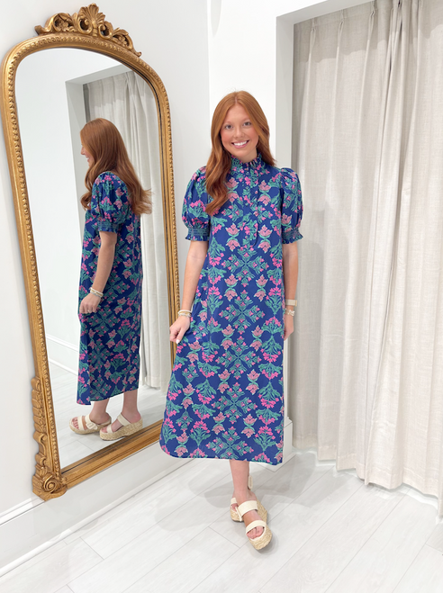 "Nicole" Midi Dress (Navy Floral)