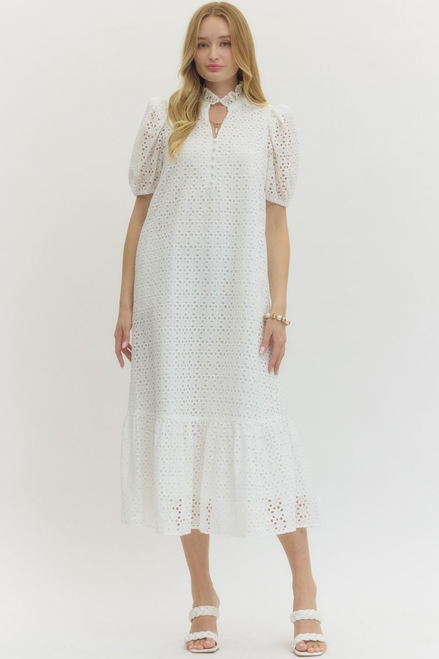 "Sydney" Eyelet Dress (White)