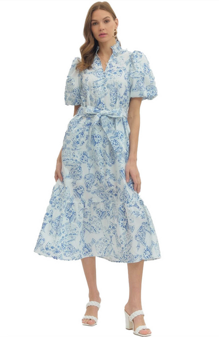 "Hilary" Midi Dress (Blue Mix)