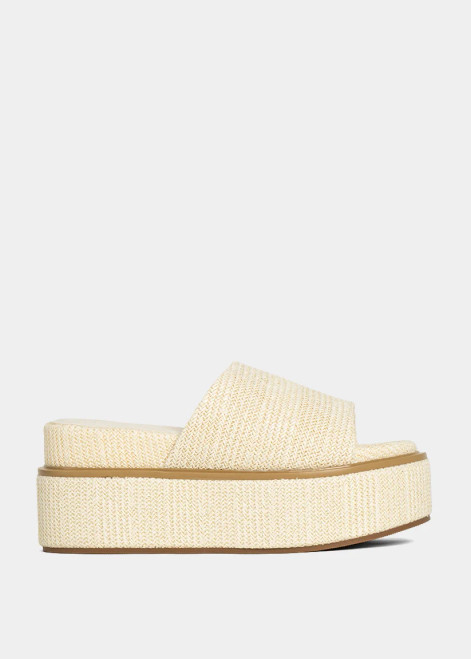 "Lexie" Woven Platform Wedge (Bone)