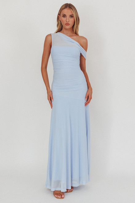"Kat" Sheer Maxi Dress (Ice Blue)