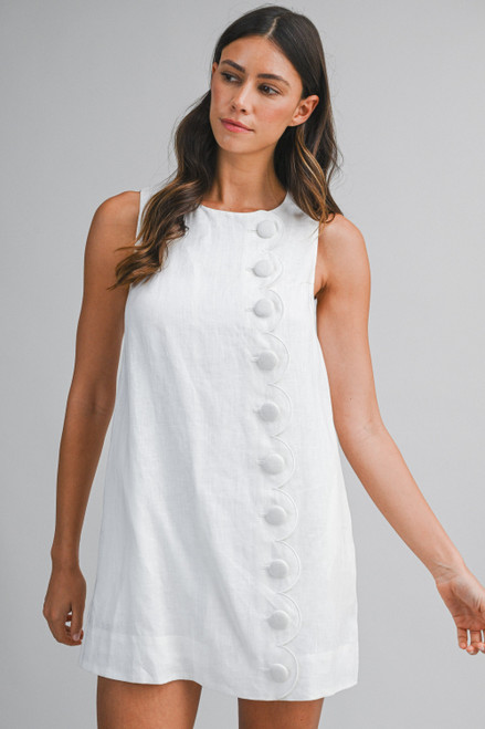 "Alice" Linen Dress (White)