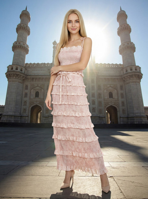 "Tyra" Smocked Maxi Dress (Dusty Pink) 