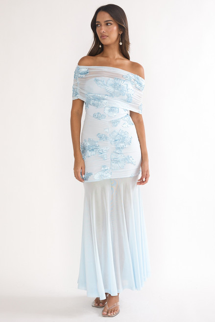"Saylor" Maxi Dress (Blue Floral)