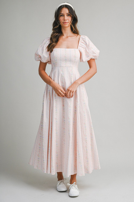 "Becca" Puff Sleeve Dress (Pink Floral)