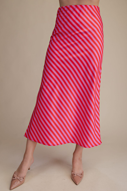 "Tori" Midi Skirt (Red/Pink)