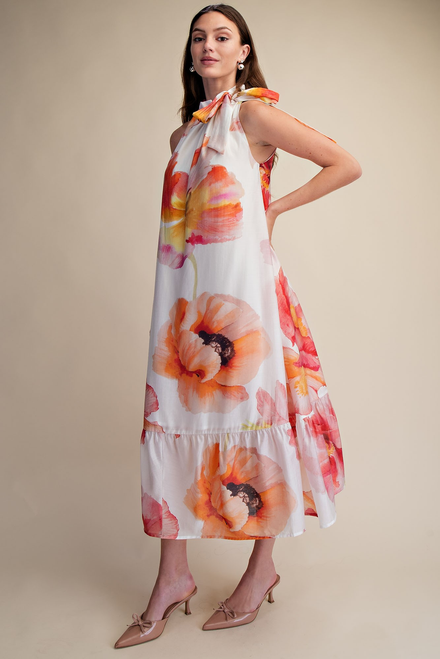  "Amy" Floral Midi Dress (Ivory)