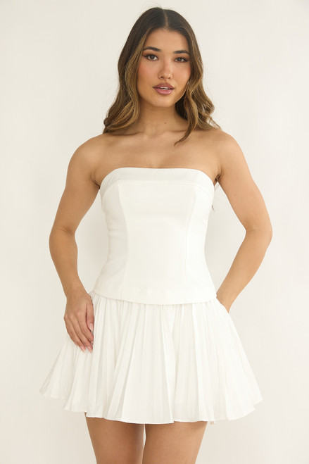 "Franny" Strapless Dress (White)