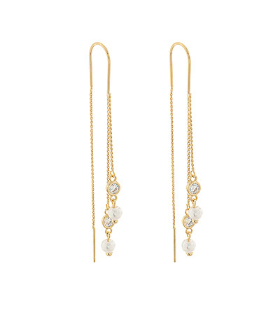 Layered CZ Pearl Chain Earring
