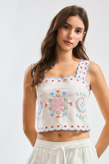 "Lucy" Embroidered Top (Floral)