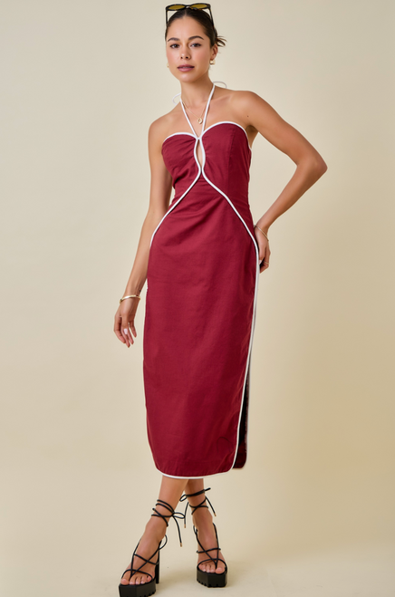 "Miley" Halter Dress (Maroon)
