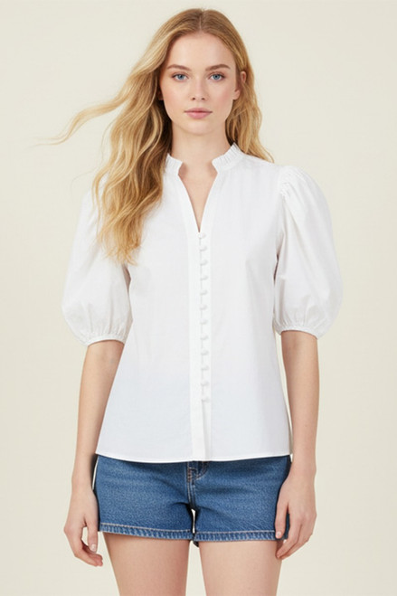 "Poppy" Button Down Top (Off White)