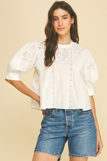 "Cori" Detailed Top (White)