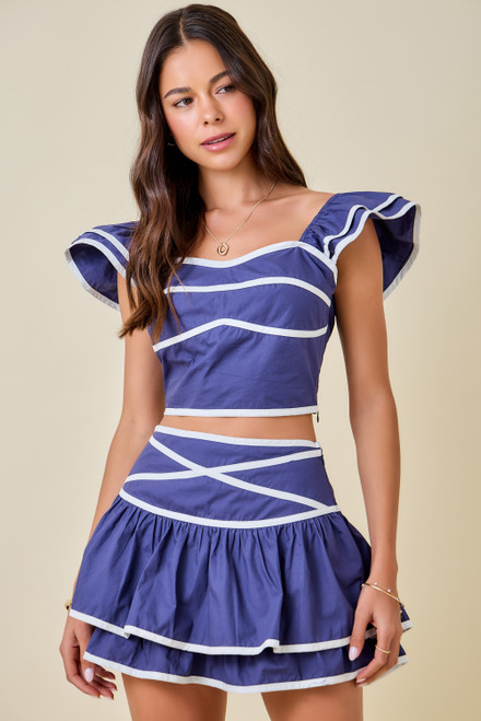 "Jones" Two Piece Set (Navy/White)