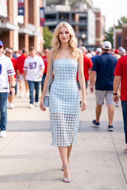 "Ashley" Fringe Dress (Powder Blue)