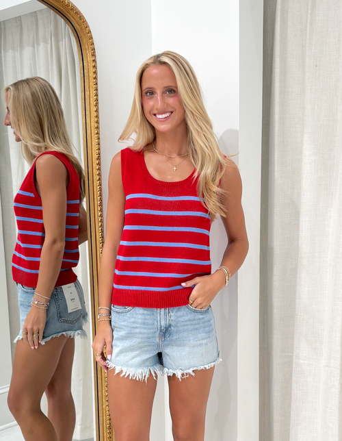 "Collins" Striped Tank (Red/Blue)