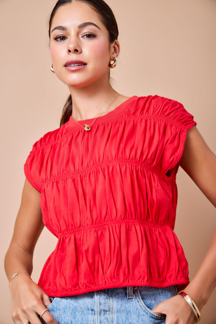 "Ruth" Rouched Top (Red)
