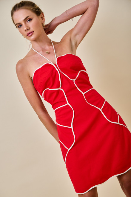 "Gina" Halter Dress (Red)