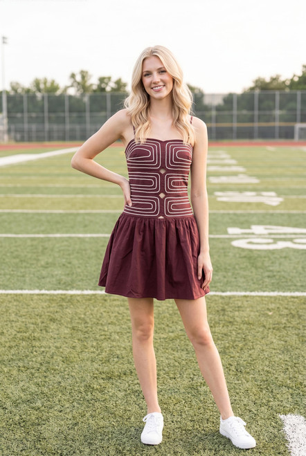 "Sophie" Mini Dress (Burgundy)