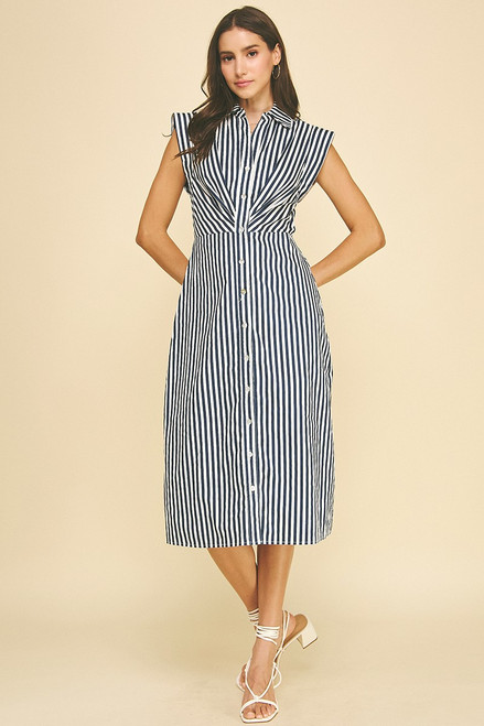 "Larson" Striped Dress (Navy/White)